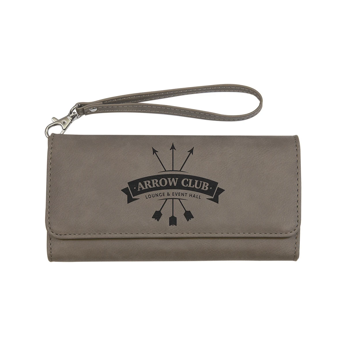 Gray Leatherette Wallet with Strap 1