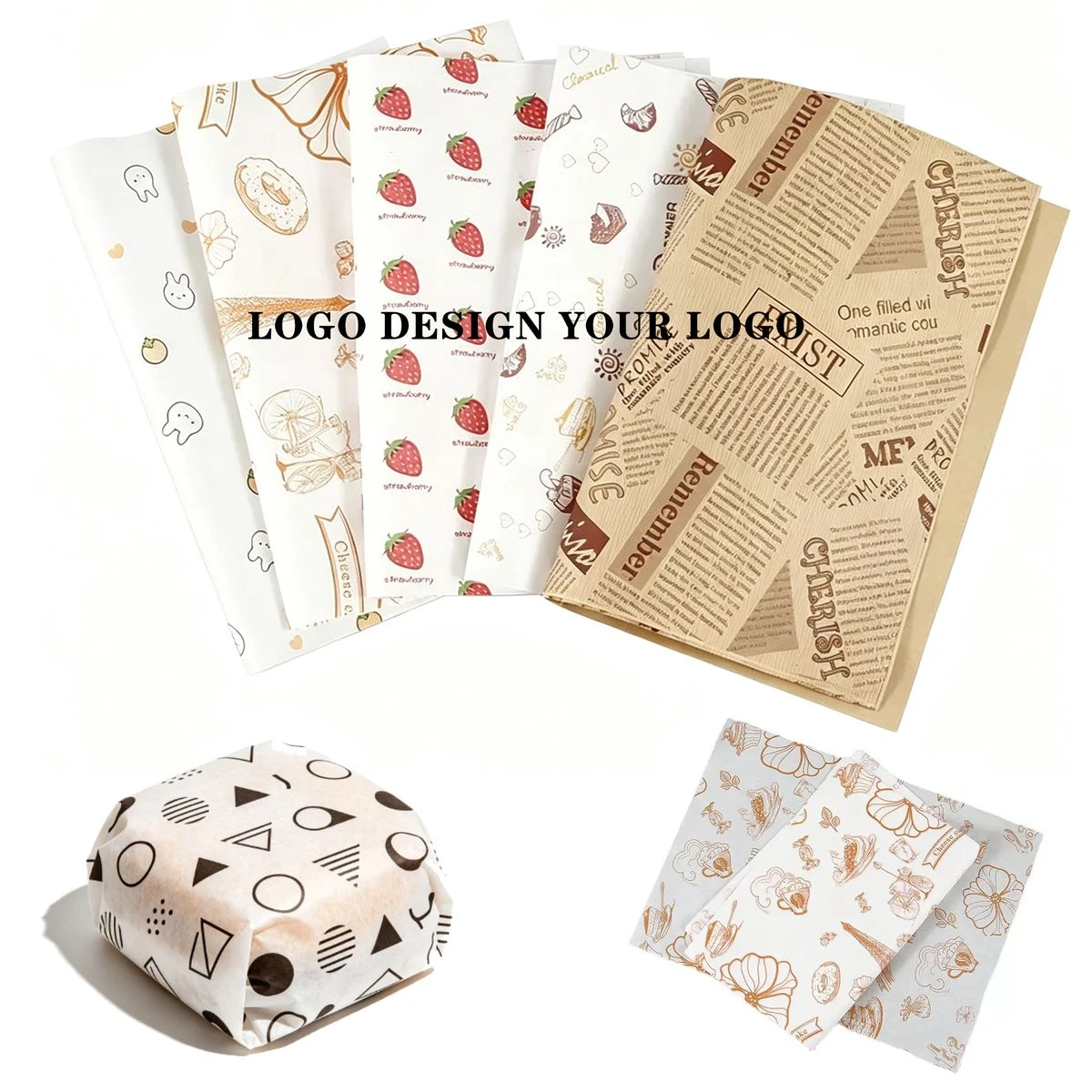 Custom Logo Greaseproof Wrapping Sheets 1