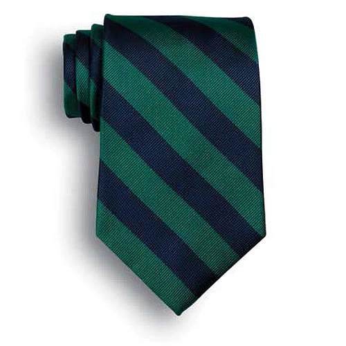 School Stripes Tie - Navy/Green 1