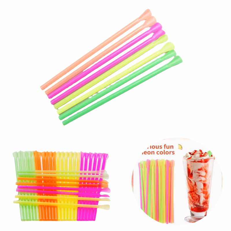 Durable Disposable Spoon Straws ?C 2.36??7.87", 100-Pack