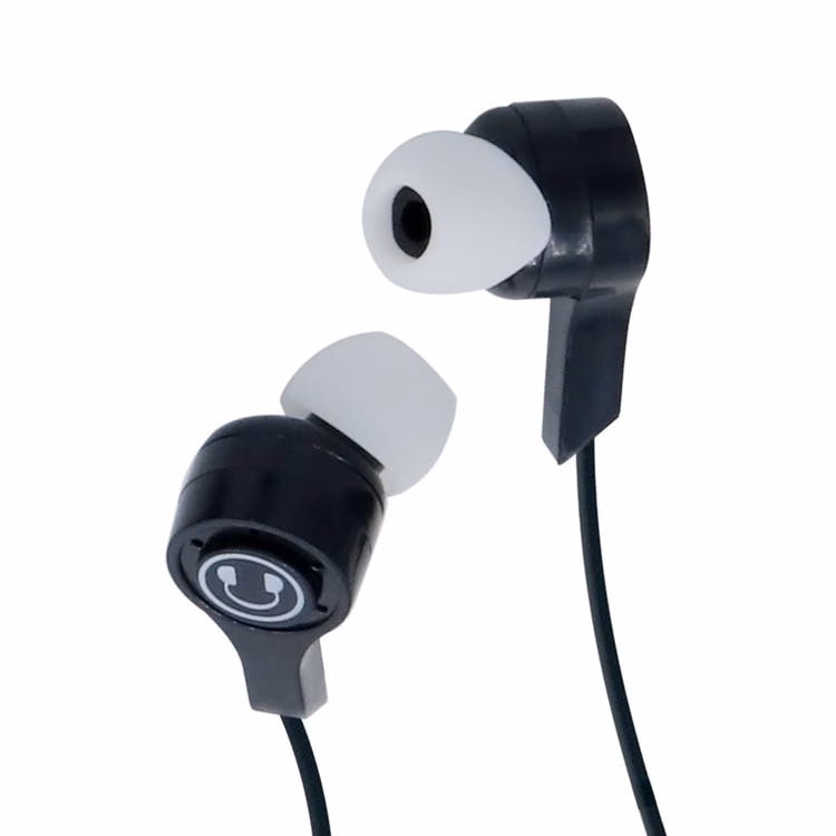 Wired 3.5mm Earbuds - Silicone Pads Black/White