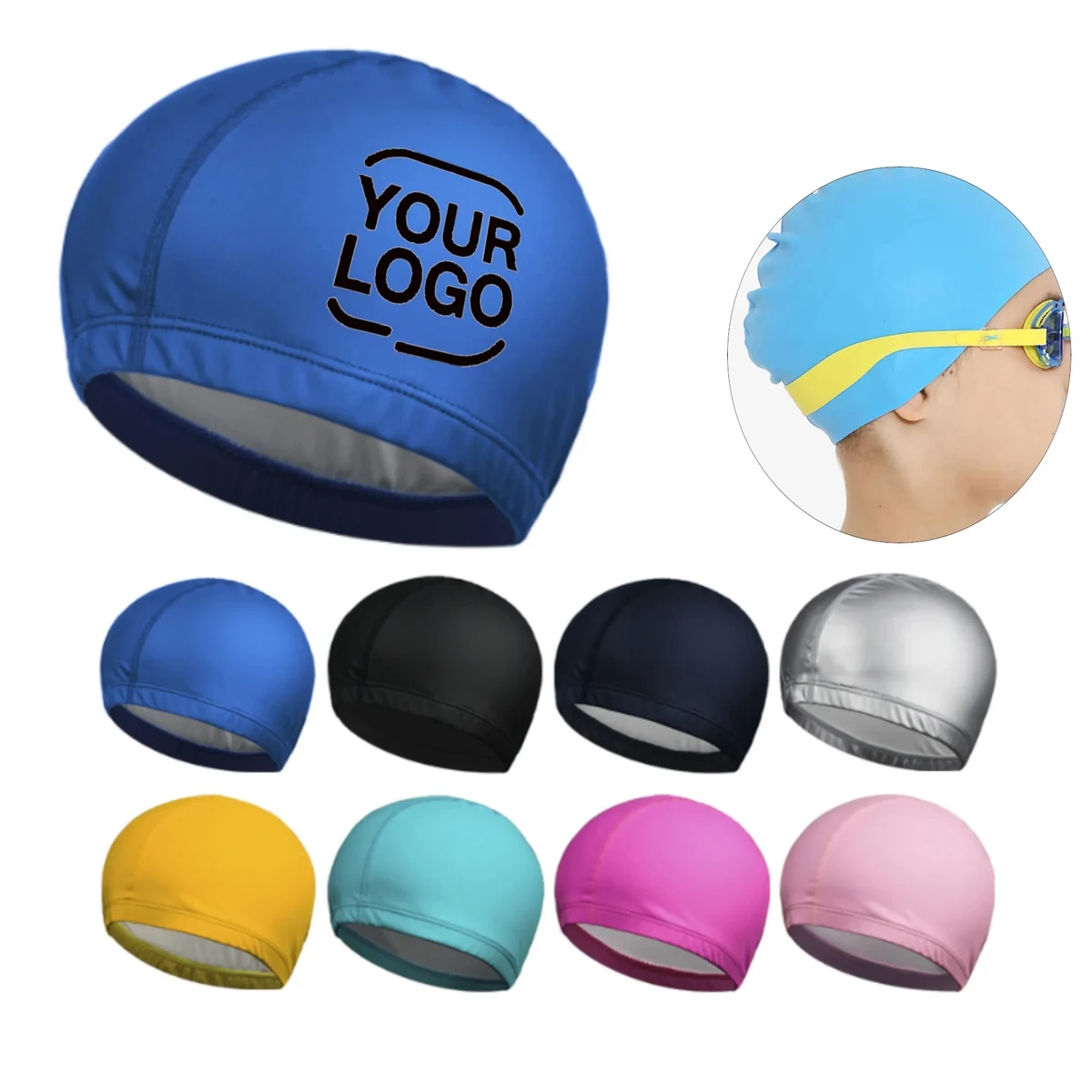 Leather Solid Color Swim Cap 1