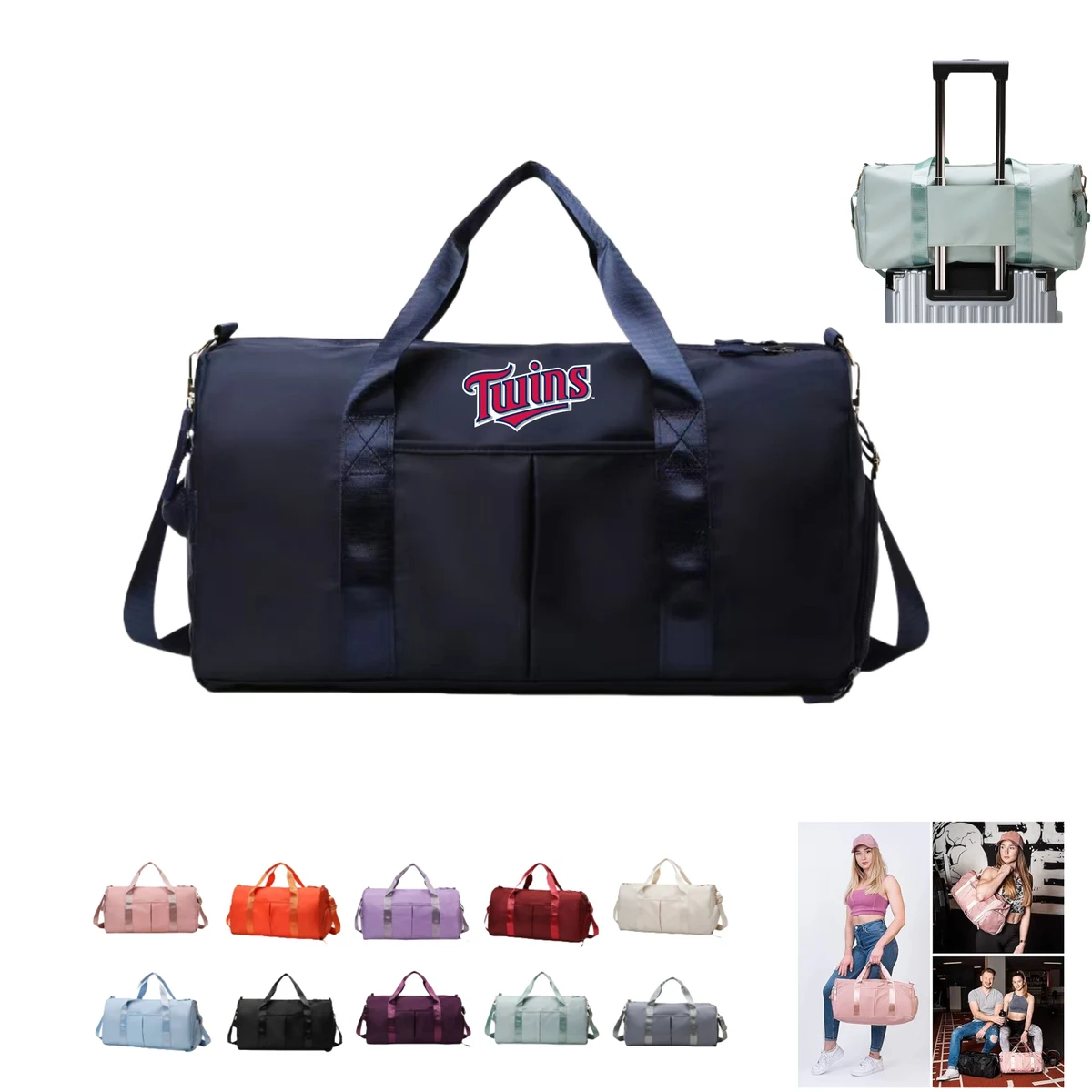 Waterproof Duffel Gym Bag with Wet Pocket & Shoes Compartment 1