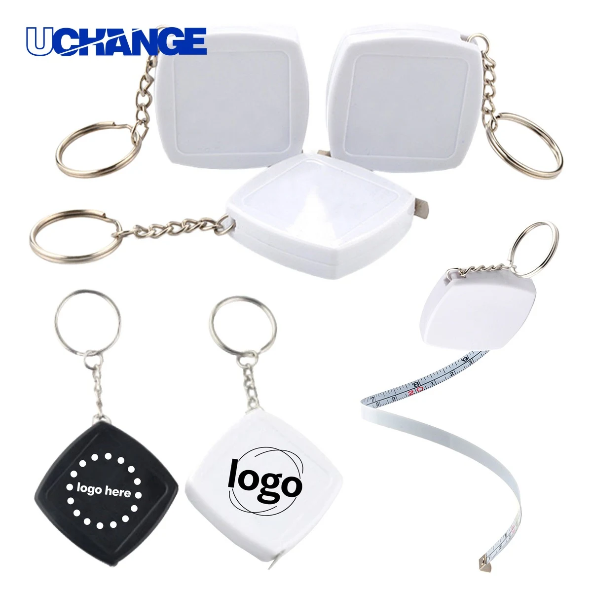 Black White Mini Keychain Tape Measure 1