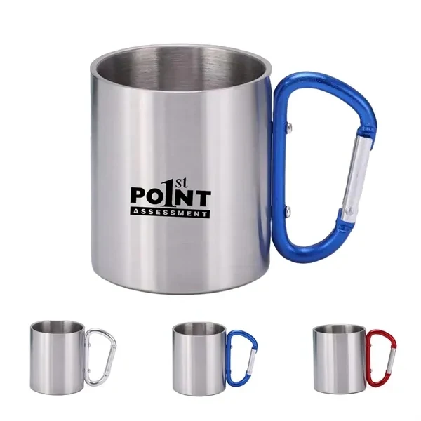 Custom 10 oz Stainless Steel Mug with Carabiner Handle — Adventure Ready Coffee Promotion 1