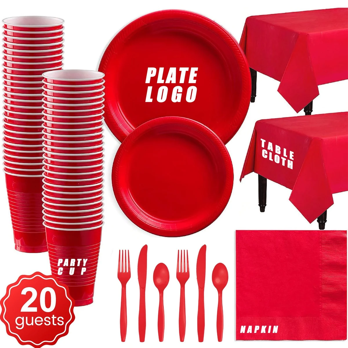 10-Color Plastic Party Tableware Set for 20 Guests 1