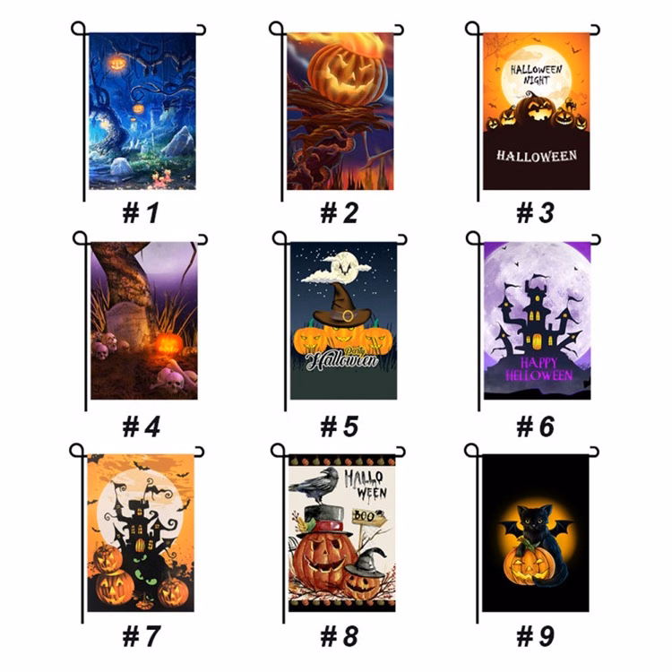 Double linen Halloween garden flag