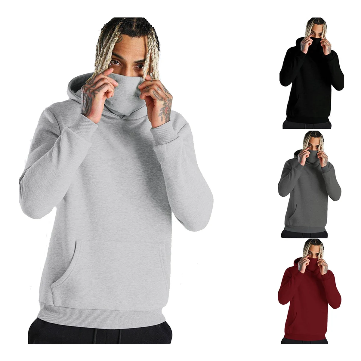 Men's Fleece Hoodie With Pocket & Face Mask, custom hoodie or sweatshirt with logo imprint 1