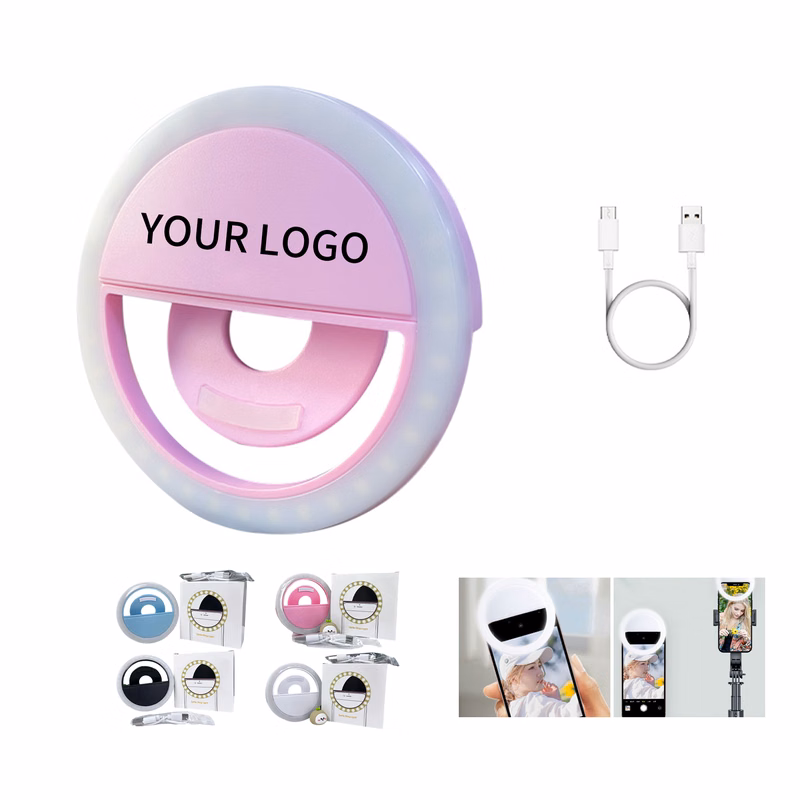 Rechargeable Phone Selfie Ring Light With Led Bulbs 3.4"