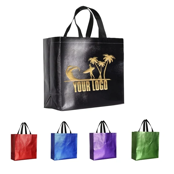 Coated Tote Bag Glossy Non Woven Grocery Shopping Handbag 1