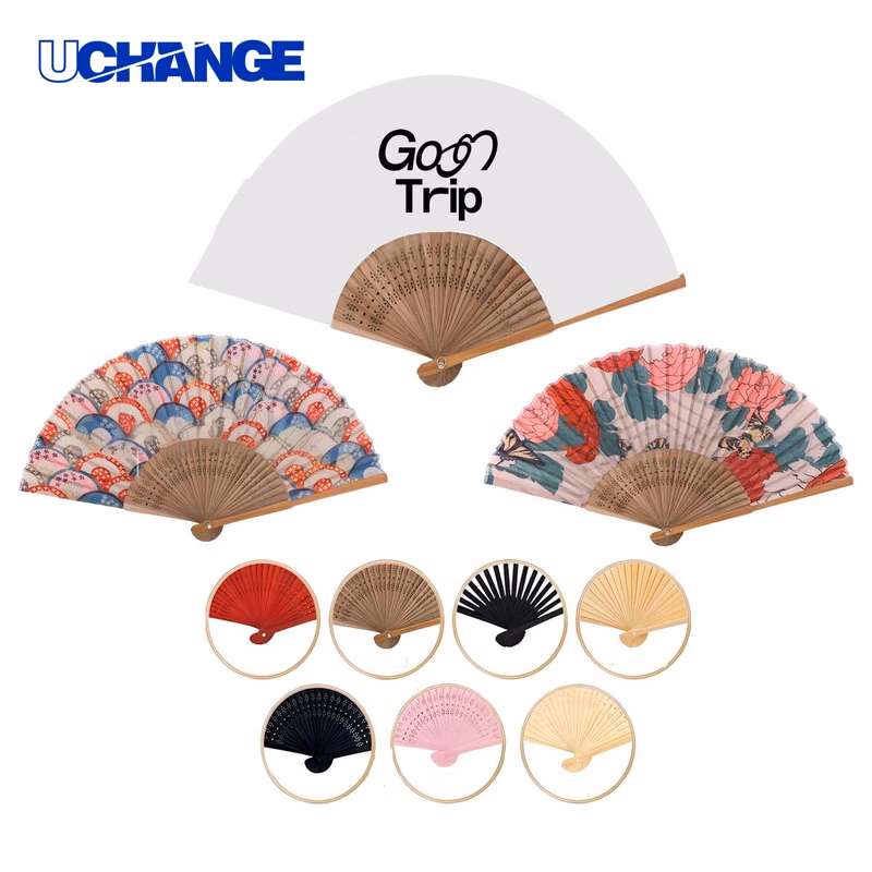 Cloth Covered Bamboo Folding Hand Fan