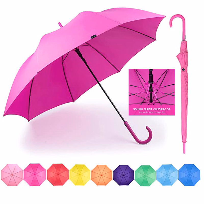 50 Inches UV Stick Umbrella with J Hook Handle