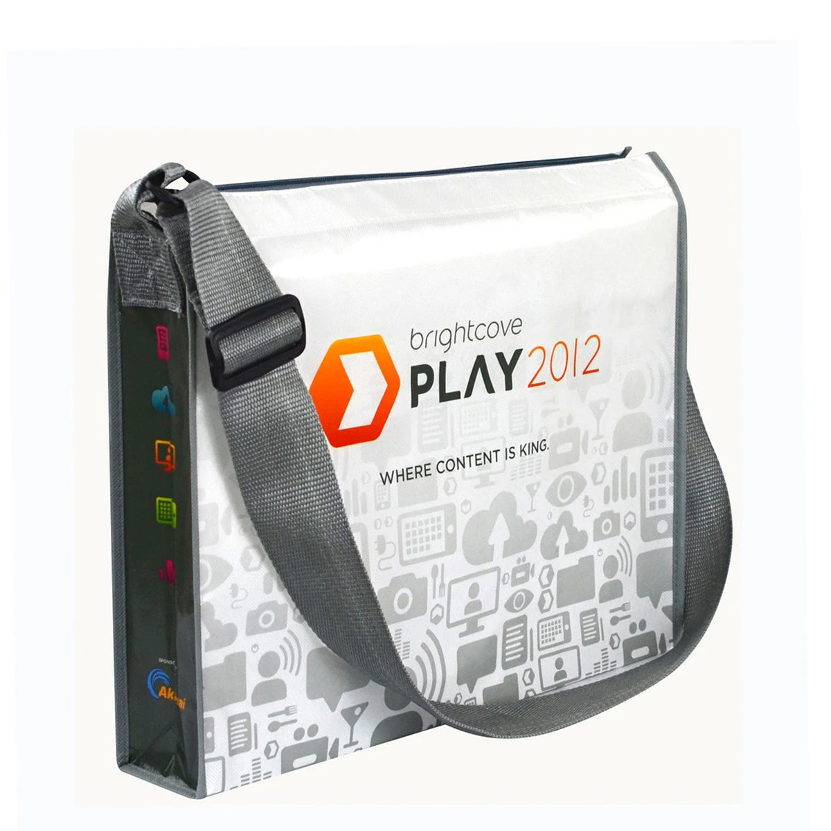 Custom 120g Laminated Non-Woven Messenger Bag W/Zipper Closure Adjustable Shoulder Strap 16"x13"x3" 1