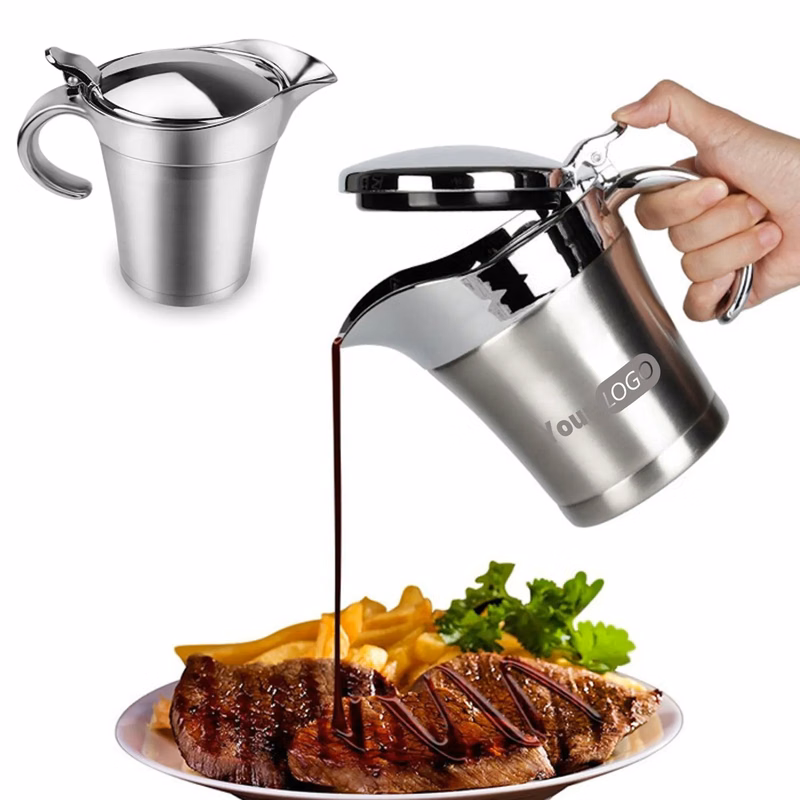 16Oz Stainless Insulated Gravy Boat/Sauce Jug w/Hinged Lid