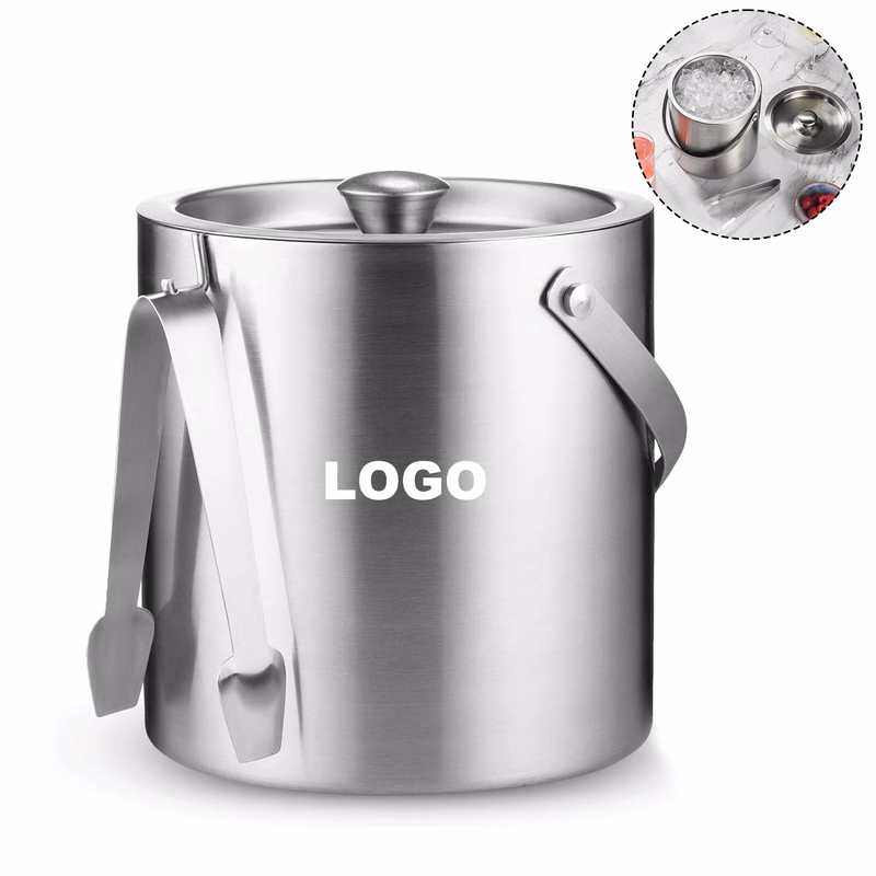 Stainless Steel Insulated Ice Bucket with Lid & Ice Tong