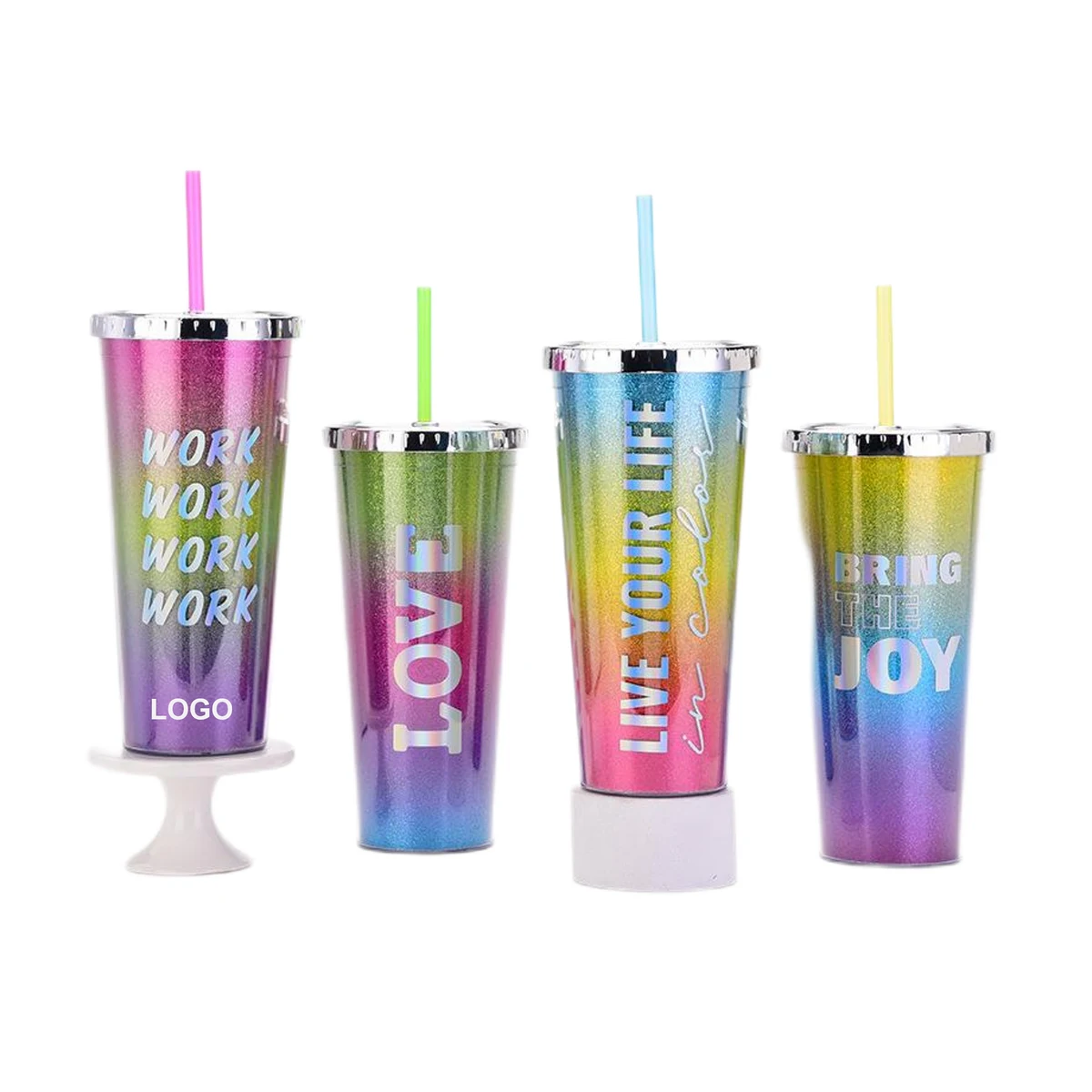 24oz Double Wall Plastic Tumbler w/Straw (direct import) 1