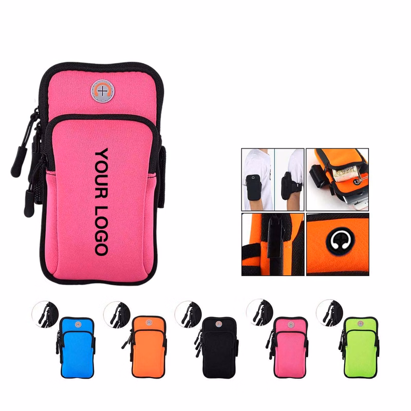 Adjustable Arm Cell Phone Bag with Dual Zipper Pockets