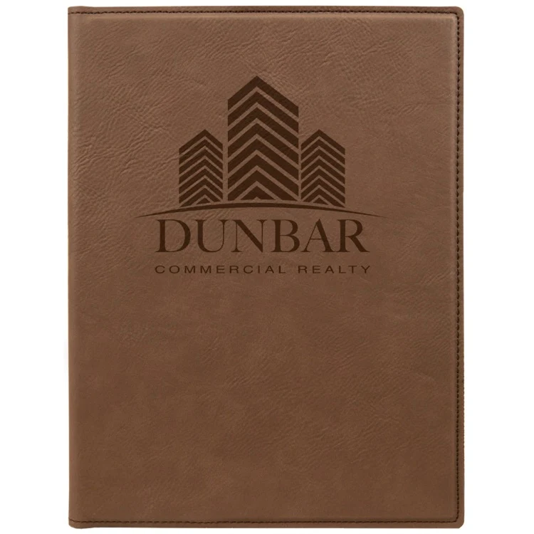 7" x 9" Dark Brown Leatherette Small Portfolio with Notepad 1