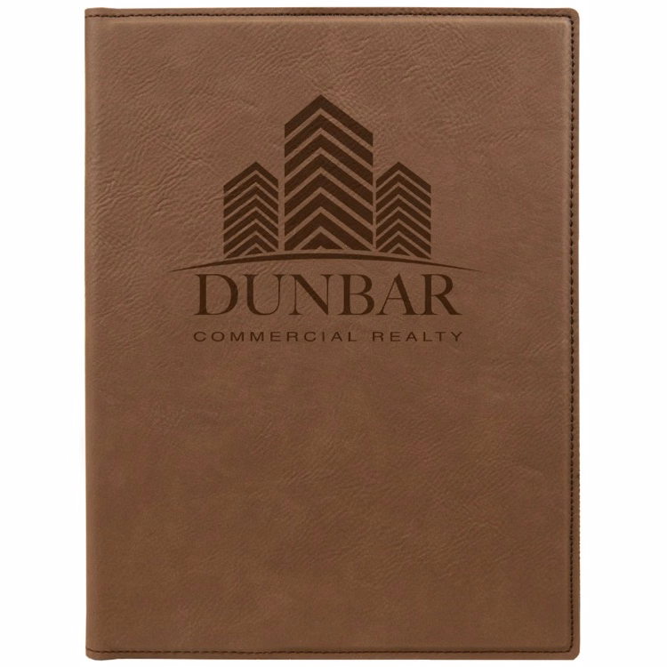 7" x 9" Dark Brown Leatherette Small Portfolio with Notepad