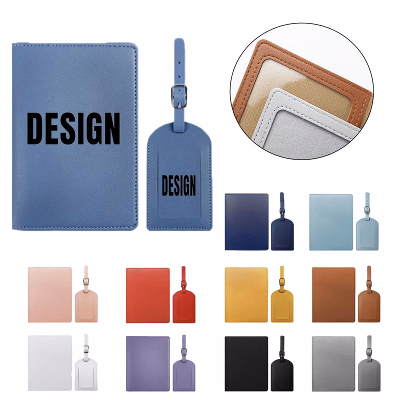 Travel Passport Wallet and Luggage Tag Combo Set