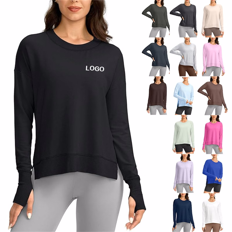 Womens' Side Slit Thumb Holes Yoga Shirt