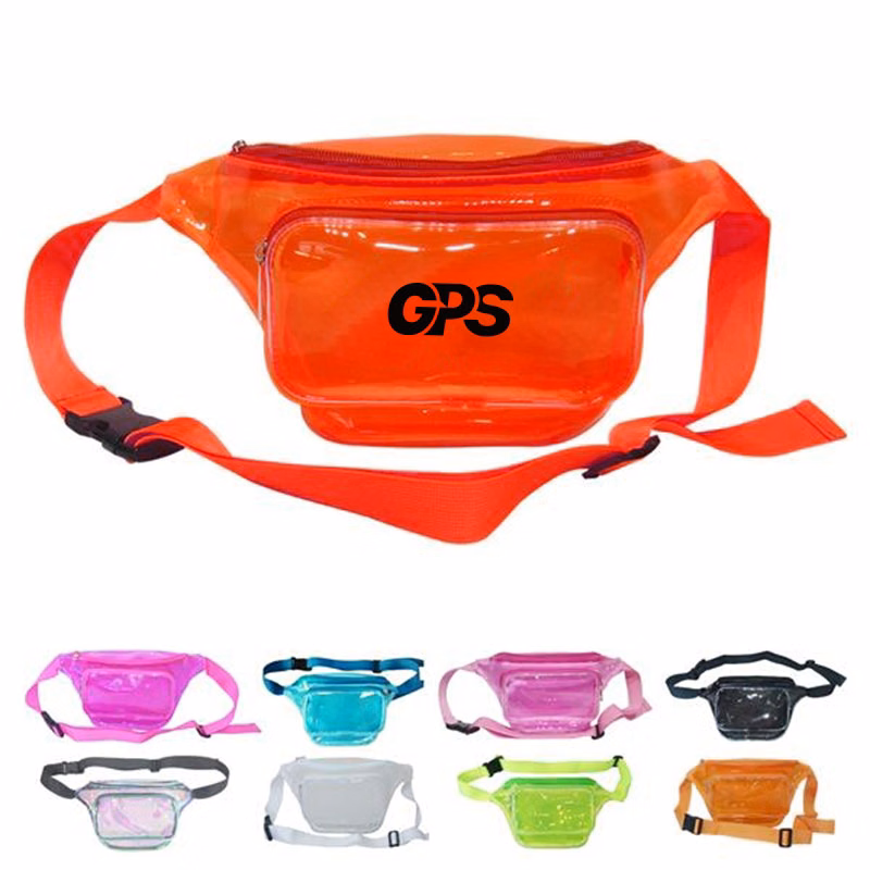 2 Zipper Pockets Clear PVC Fanny Pack