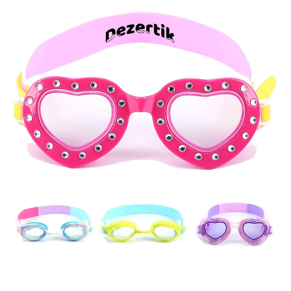 Adjustable Donut Heart-Shaped Silicone Swim Goggles for Kids 1