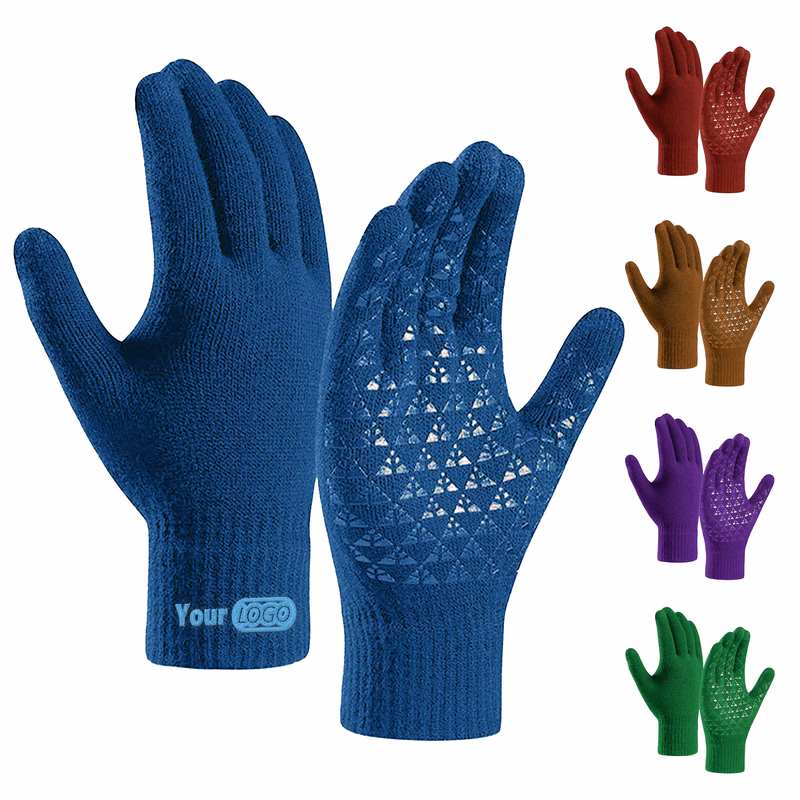 Polyester Everyday Essential Anti-Slip Knit Gloves For Cold Weather