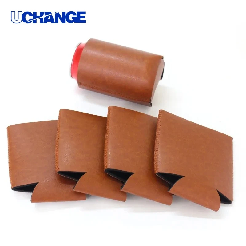 PU Leather Debossed Can Holder Sleeve for Promotions 1