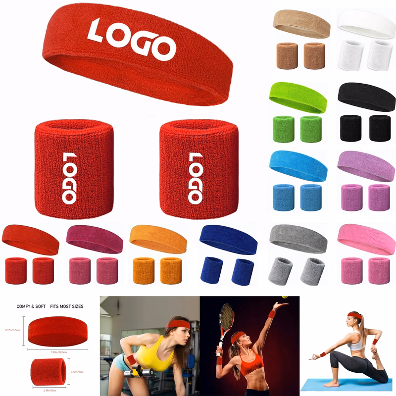 Sweatband Headband Wristband Set