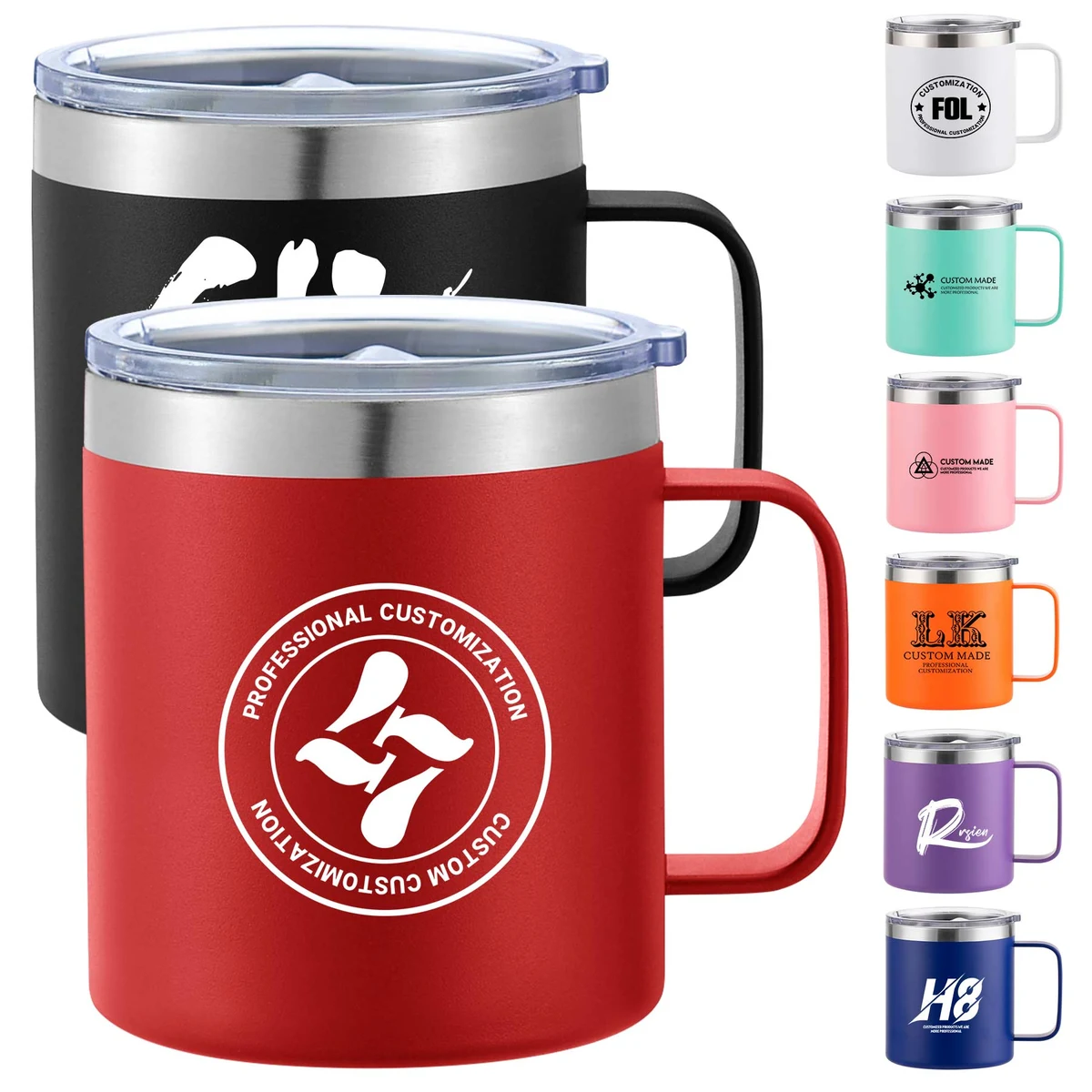 12 OZ Powder Coating Travel Mugs with Handle 1