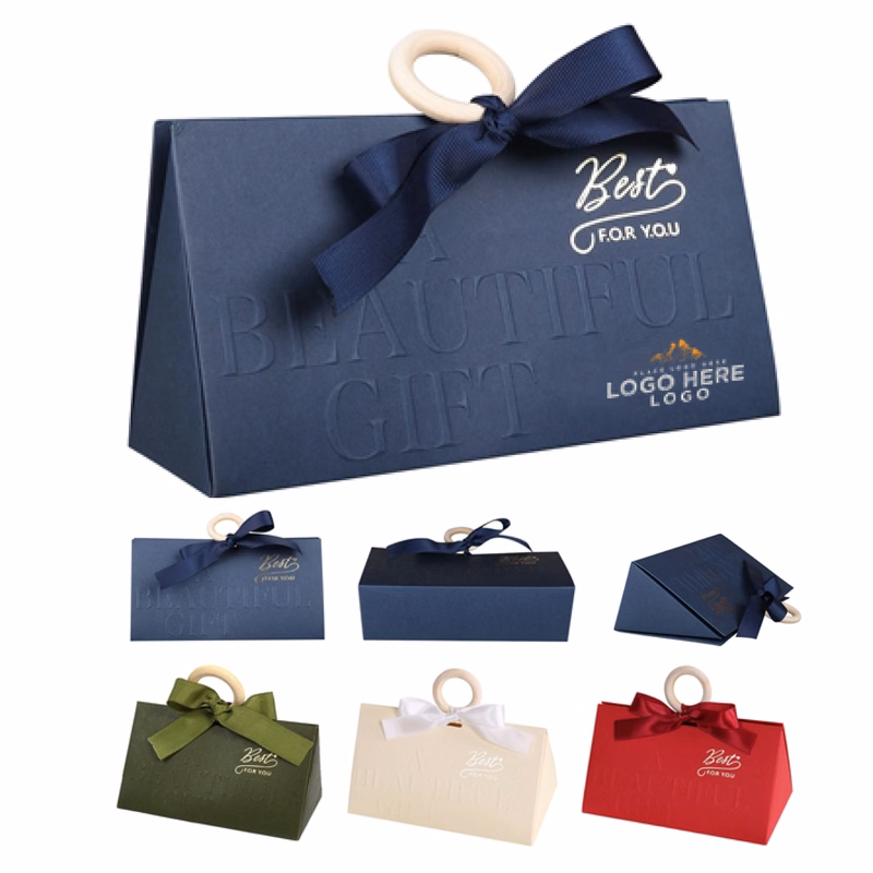 MOQ 50 Luxury Wedding Party Favor Box with Decorative Ribbon