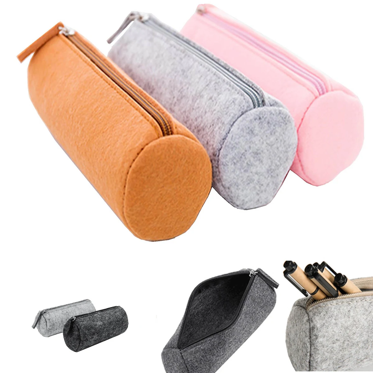 Felt Cloth Cylinder Pen Bag, Pencil Bags 1
