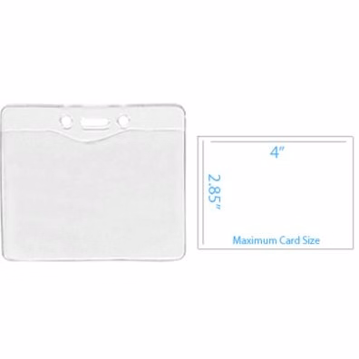 4.30" W x 3.56" H - Horizontal Clear Vinyl Badge Holder (Blank)