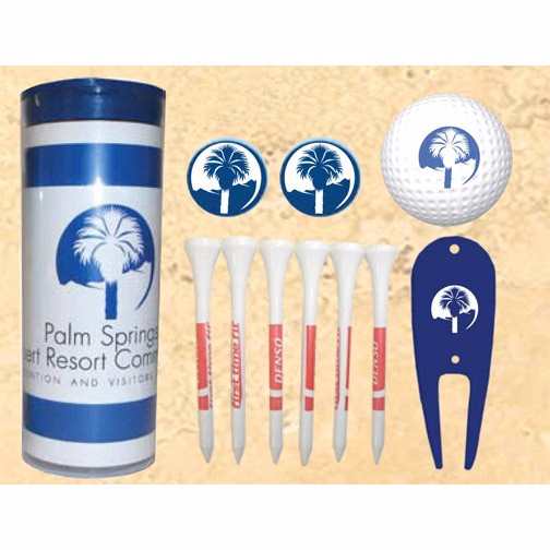 4-Color Image Insert Golf Ball Tube w/ 1 Golf Ball, 6 Tees, 2 Markers & 1 Fixer