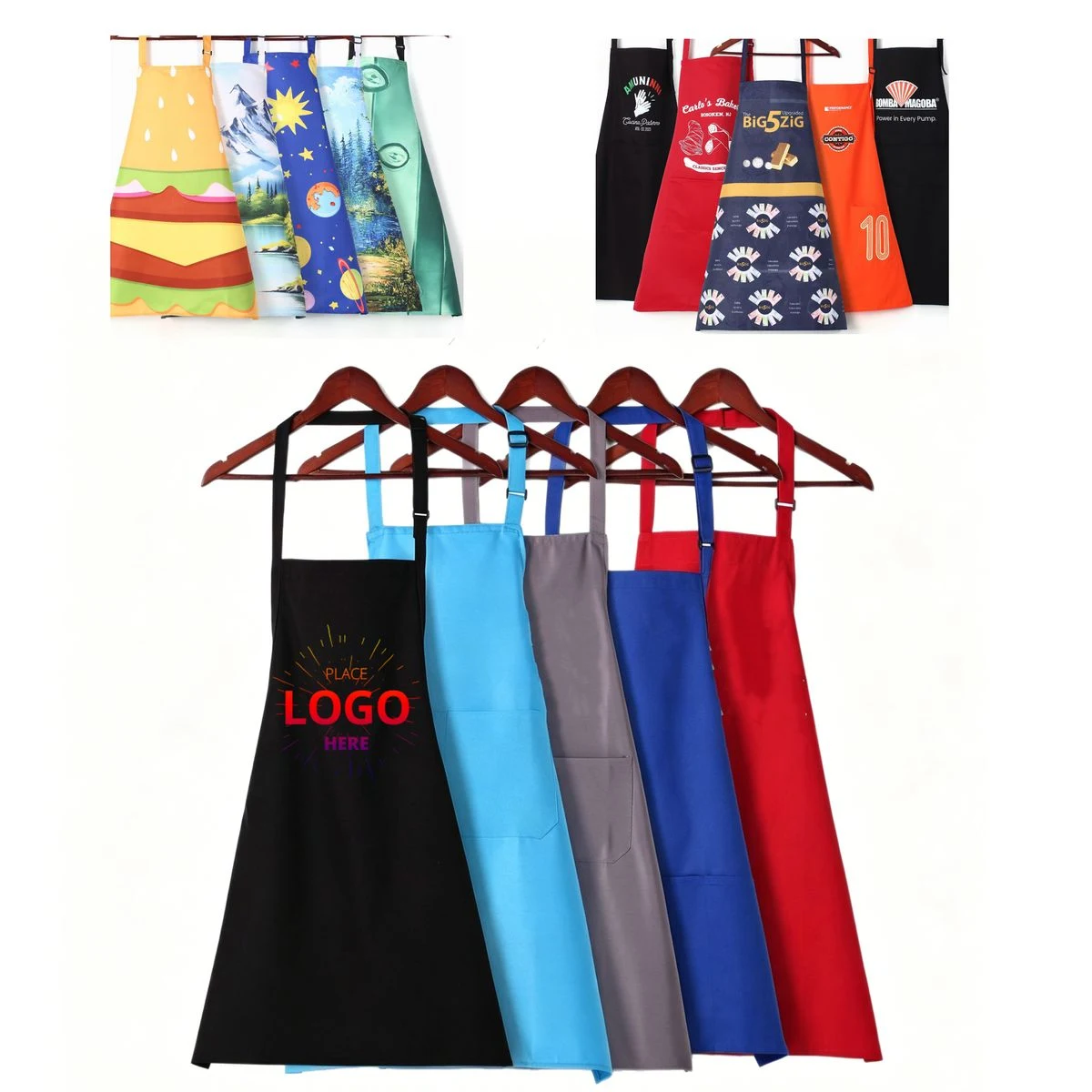 Custom Full Color Logo Waterproof Sleeveless Hanging Neck Apron 1