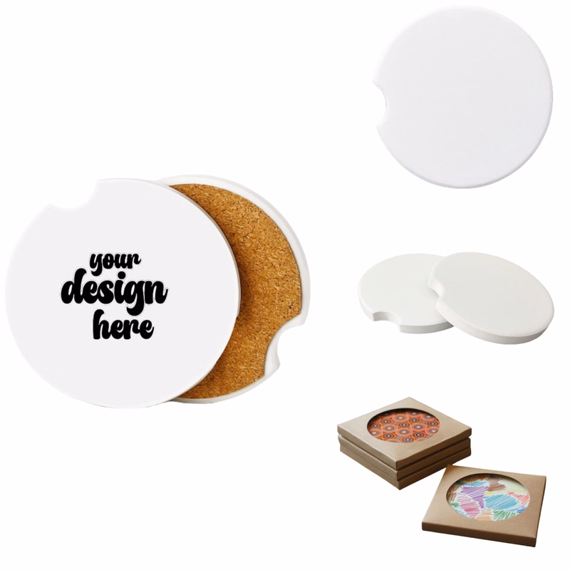 Office Ceramic Coaster w/Cork Base