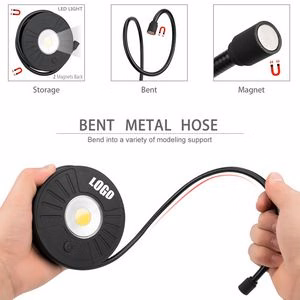 Versatile Bullseye Bent Neck LED Flashlight With Magnetic Base Round Design