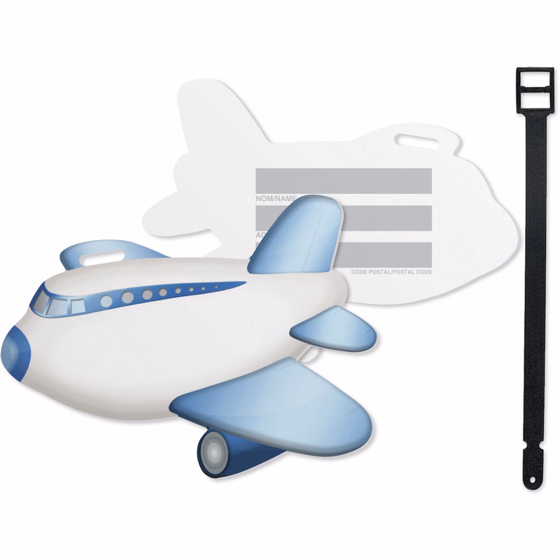 Stock Airplane Design Luggage Tag Full Colour front imprint, Write-on ID panels on back