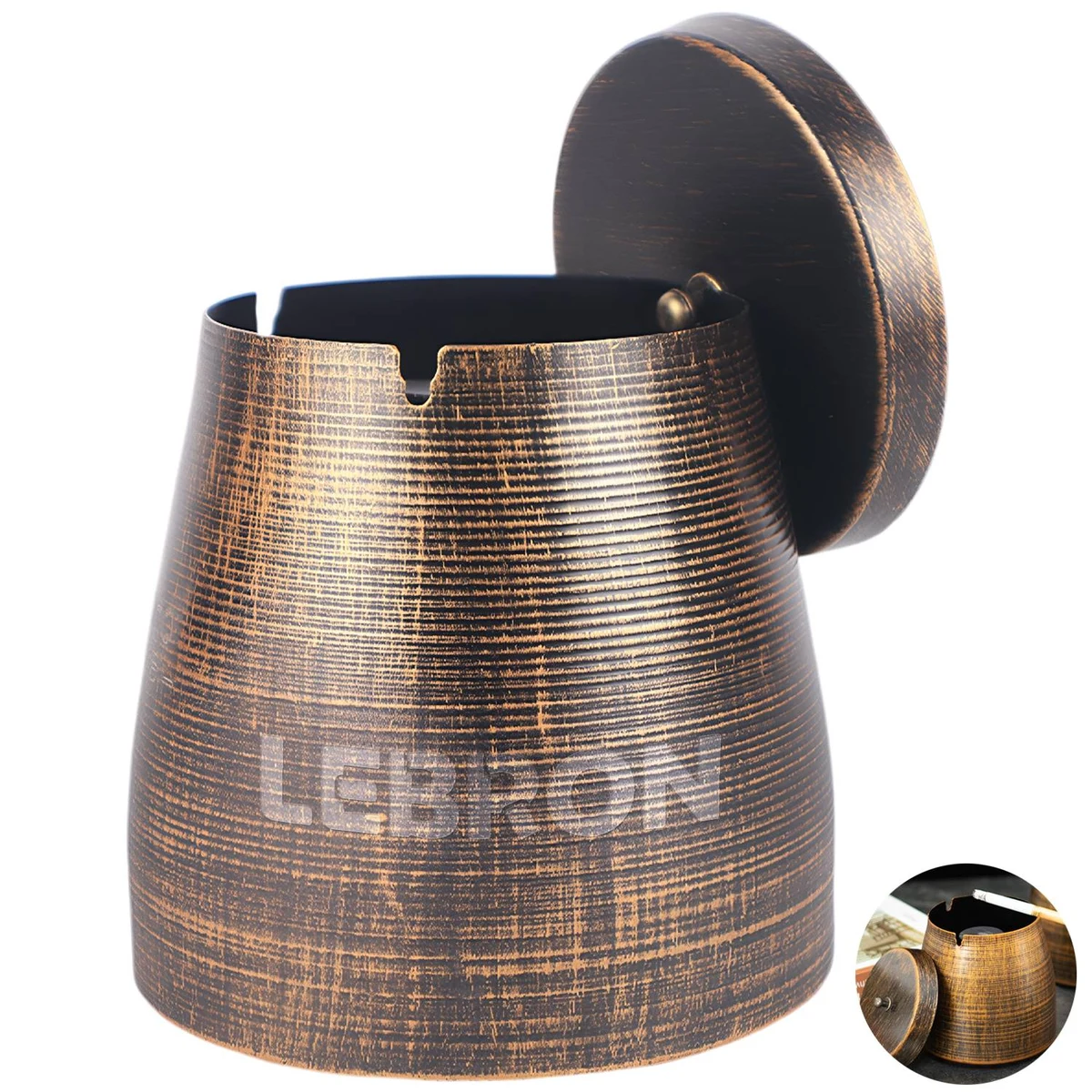 Vintage Cone Metal Ashtray with Lid 1