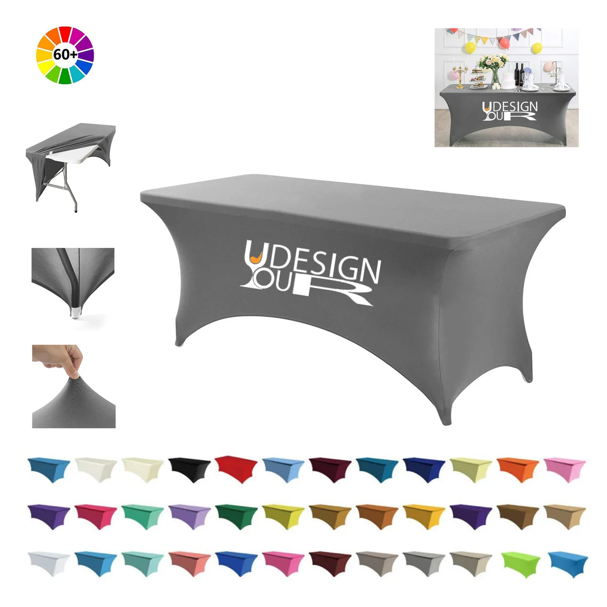 MOQ1 Premium 6FT Stretch Tablecloth Table Cover 1