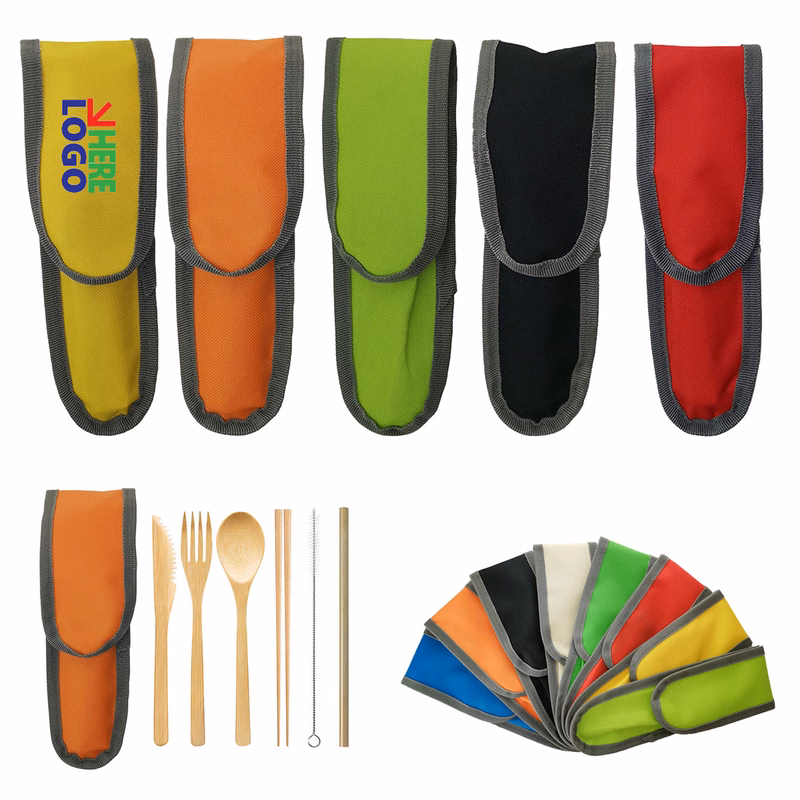 Eco-Friendly 6-Piece Bamboo Utensils Set with Pouch