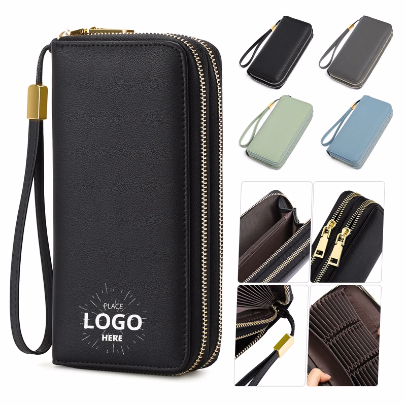 Double Zip Leather Ladies Wallet
