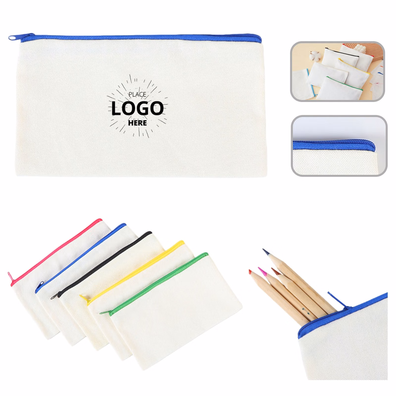 Portable Canvas Zippered Pencil Case