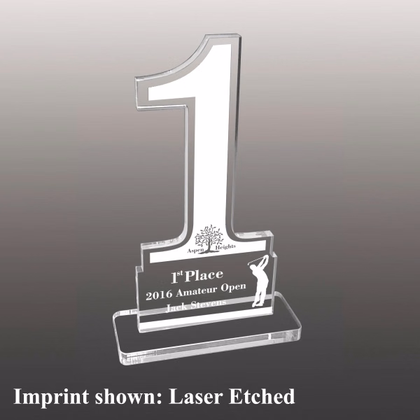 Number One Shaped Acrylic Award - Laser Etched