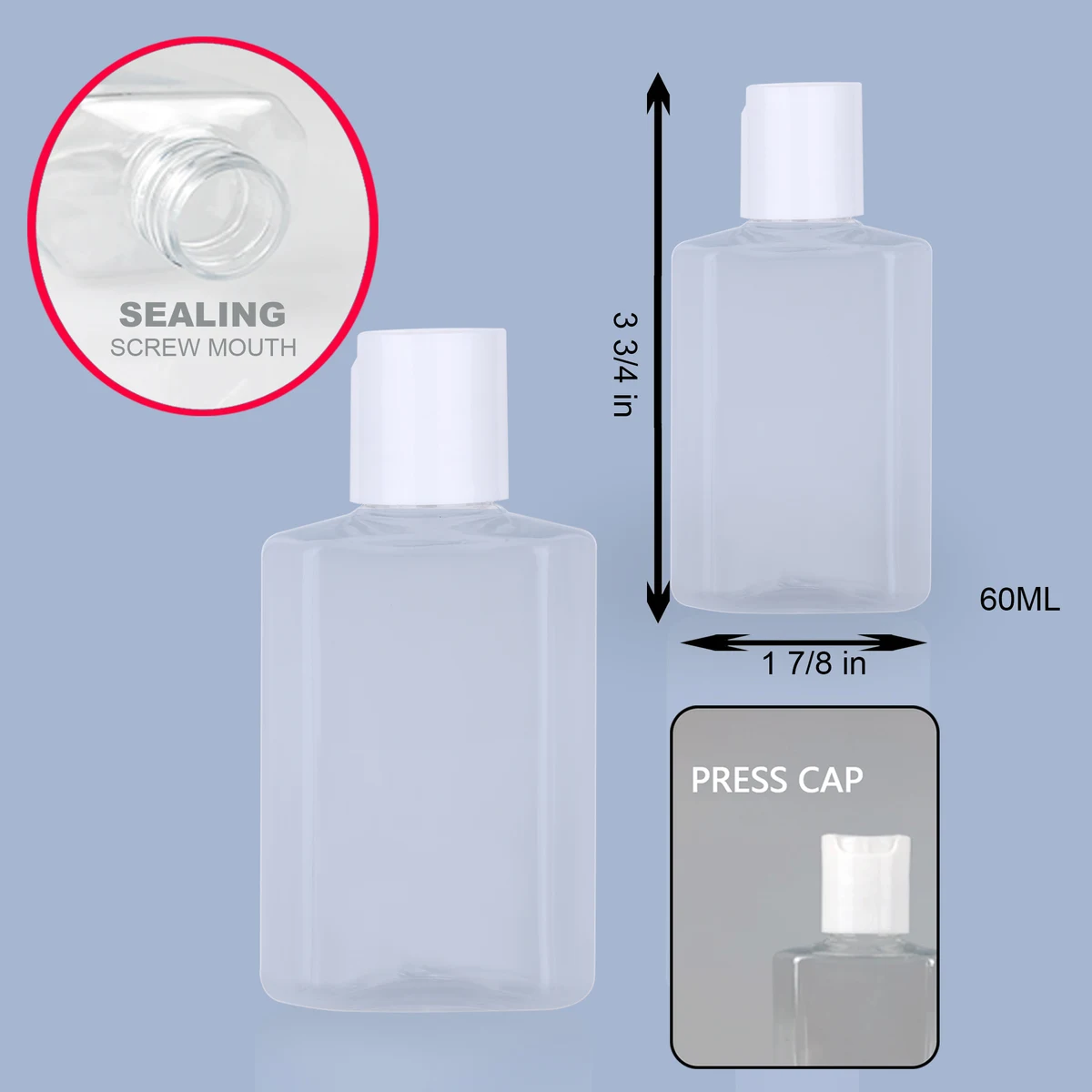 PPE 2 Oz.Square Gel Bottle for Hand Sanitizer 1