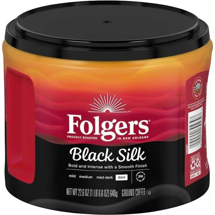 Folgers Ground Coffee - Black Silk 22.6 oz 6 Pack 1