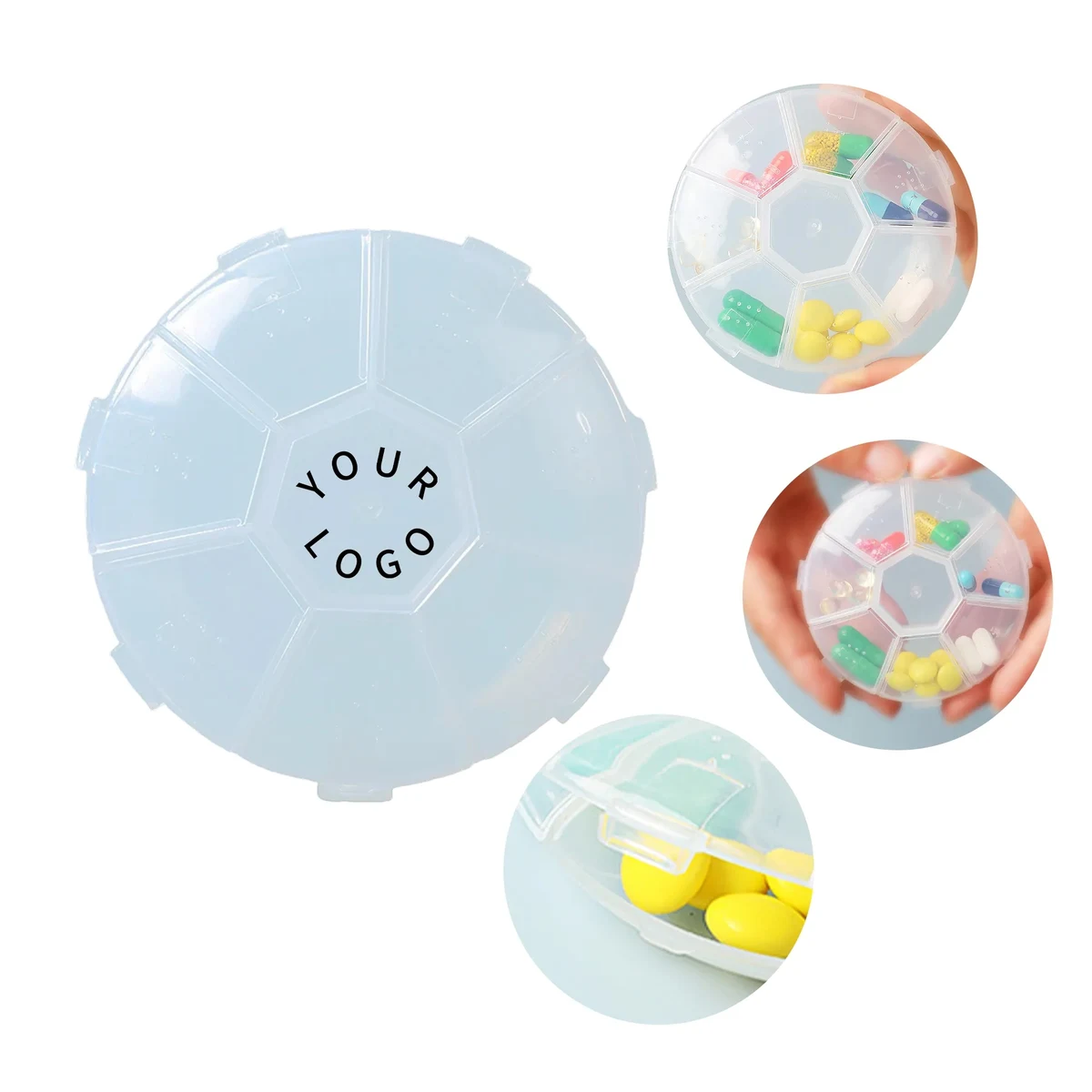 7 Day Medication Organizer Round Shape Travel Size 1