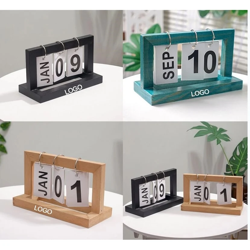 Wooden Manual Flip Desk Calenda 1