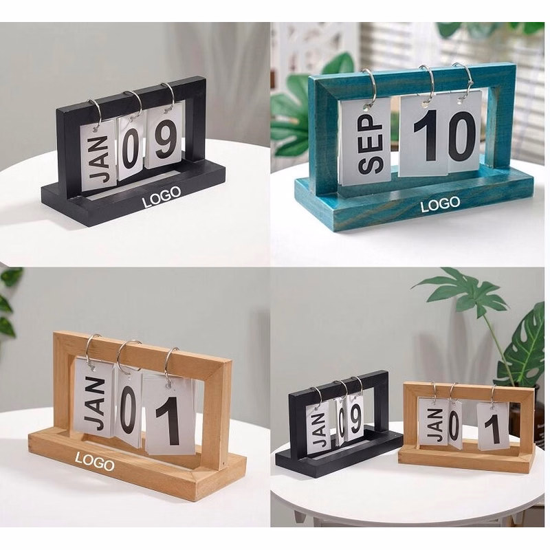 Wooden Manual Flip Desk Calenda